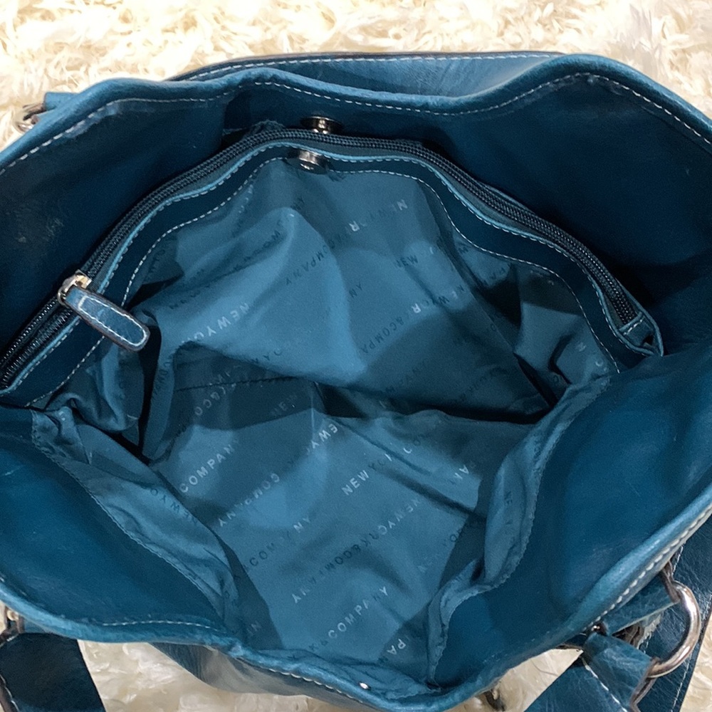 NEW YORK AND COMPANY VEGAN LEATHER SLOUCHY HOBO BAG  - TEAL - Picture 6 of 10